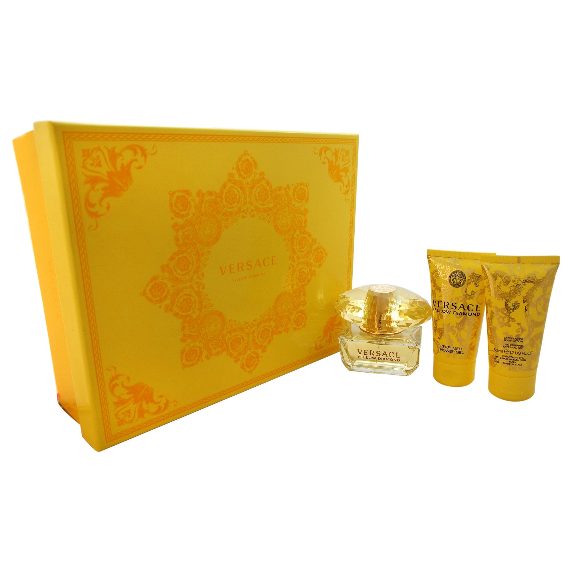 Versace Yellow Diamond by Versace for Women - 3 Pc Gift Set 1.7oz EDT Spray, 1.7oz Shower Gel, 1.7oz Body Lotion