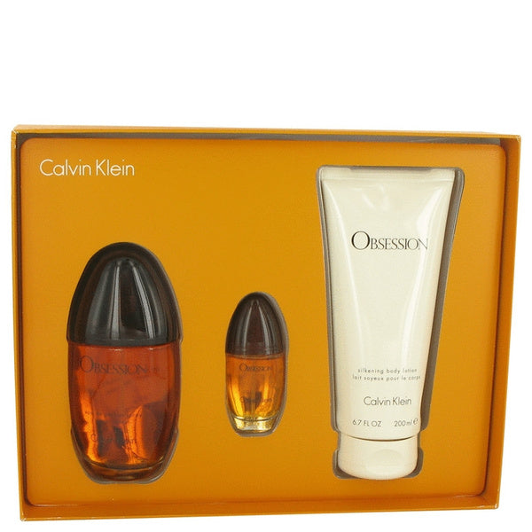 Obsession -- Gift Set - 3.4 Oz Eau De Parfum Spray + 6.7 Oz Body Lotion + .5 Oz Mini Edp Spray For Women by Calvin Klein