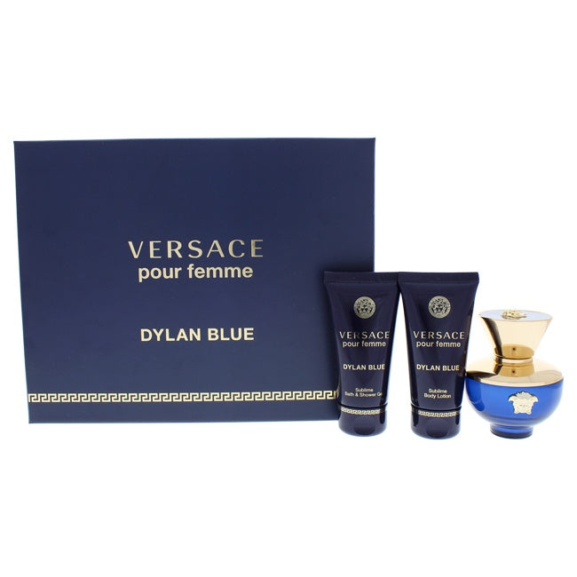 Dylan Blue by Versace for Women - 3 Pc Gift Set 1.7oz EDP Spray, 1.7oz Sublime Bath and Shower Gel, 1.7oz Sublime Body Lotion