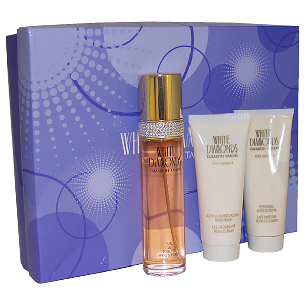 White Diamonds by Elizabeth Taylor for Women - 3 pc Gift Set 3.3oz EDT Spray, 3.3oz body lotion, 3.3oz body wash