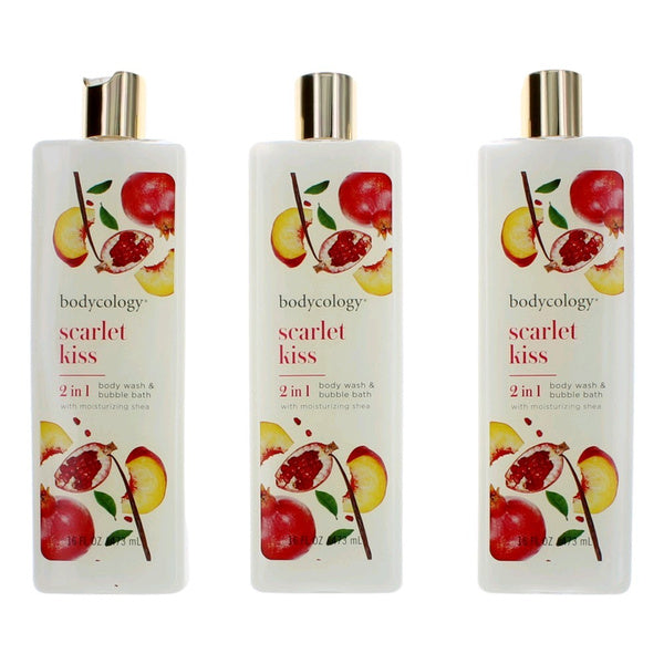 Scarlet Kiss by Bodycology 3 Pack 16oz 2 in 1 Body Wash & Bubble Bath women