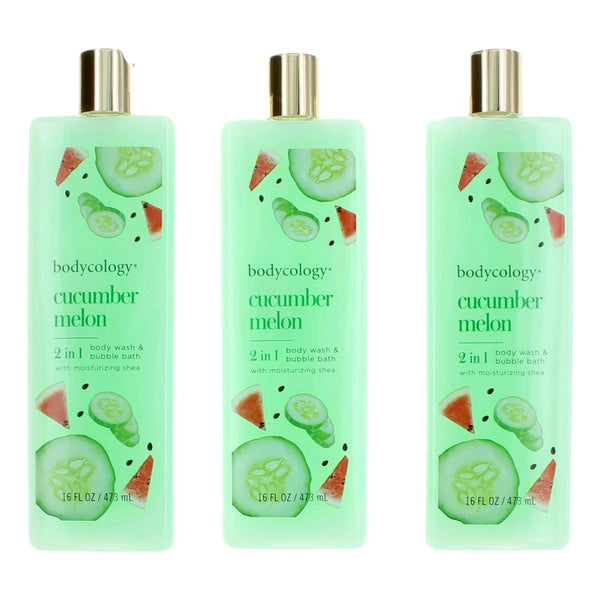 Cucumber Melon by Bodycology 3 Pack 16oz 2 in 1 Body Wash & Bubble Bath women