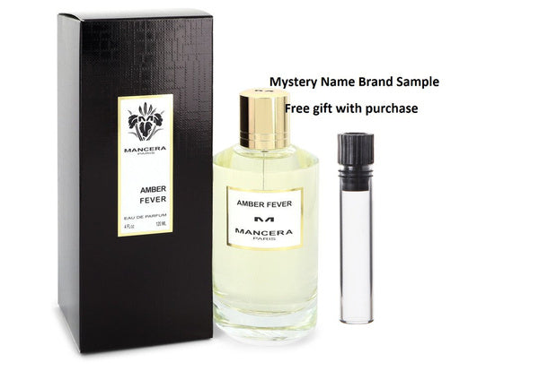 Mancera Amber Fever by Mancera Eau De Parfum Spray (Unisex) 4 oz And a Mystery Name brand sample vile