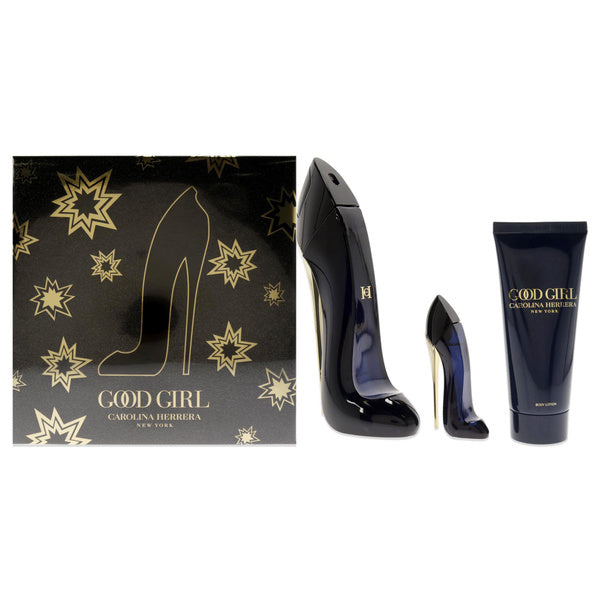 Good Girl by Carolina Herrera for Women - 3 Pc Gift Set 2.7 EDP Spray, 3.4oz Body Lotion, 7ml EDP Splash